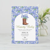 Invitation Howdy Baby Bluebonnets Cowboy Western (Debout devant)