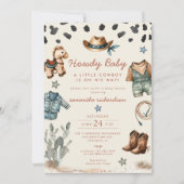Invitation Howdy Baby Little Cowboy Baby shower (Devant)