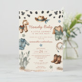 Invitation Howdy Baby Little Cowboy Baby shower (Debout devant)