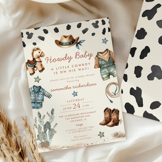 Invitation Howdy Baby Little Cowboy Baby shower