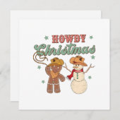 Invitation Howdy Christmas Cowboy Snowman Western Funny (Devant / Derrière)
