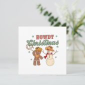 Invitation Howdy Christmas Cowboy Snowman Western Funny (Debout devant)