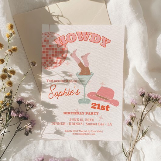 Invitation Howdy Martini 21e Anniversaire