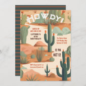 Invitation Howdy Southwestern Saddup Boys Anniversaire (Devant / Derrière)