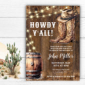 Invitation Howdy Y'All Western Birthday Cowboy Boots et Casqu