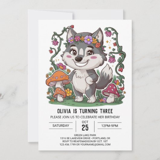 Invitation Howimsical Wolf Digital Anniversaire (Devant)