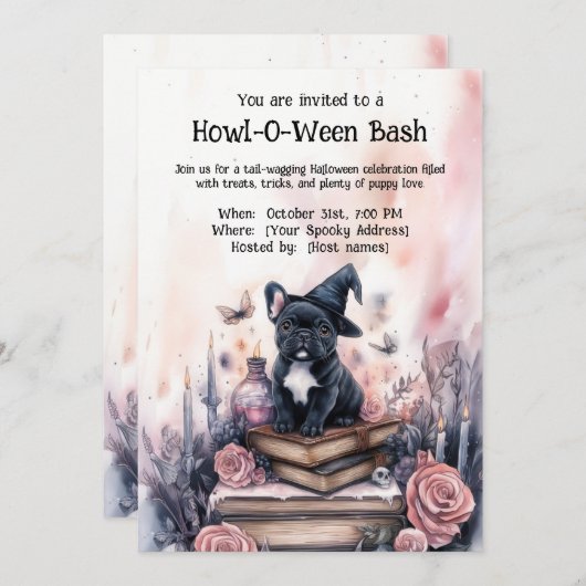 Invitation 👻 🐶 Howl-O-Ween Bash (Devant / Derrière)