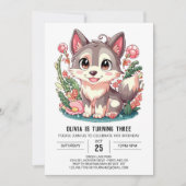 Invitation Howling Pastel Digital Wolf Anniversaire (Devant)