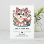 Invitation Howling Pastel Digital Wolf Anniversaire (Debout devant)