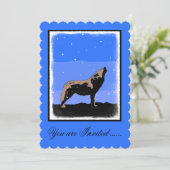 Invitation Howling Wolf en hiver - Art faunique original (Debout devant)