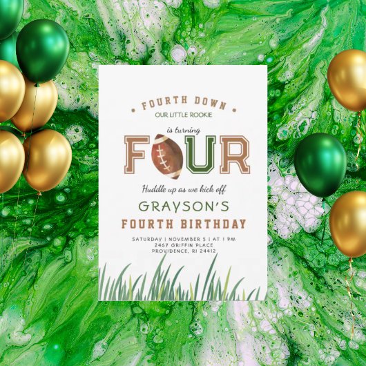 Invitation Huddle Up Football 4e fête d'anniversaire