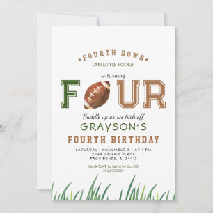 Invitation Huddle Up Football 4e fête d'anniversaire