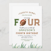 Invitation Huddle Up Football 4e fête d'anniversaire (Devant / Derrière)