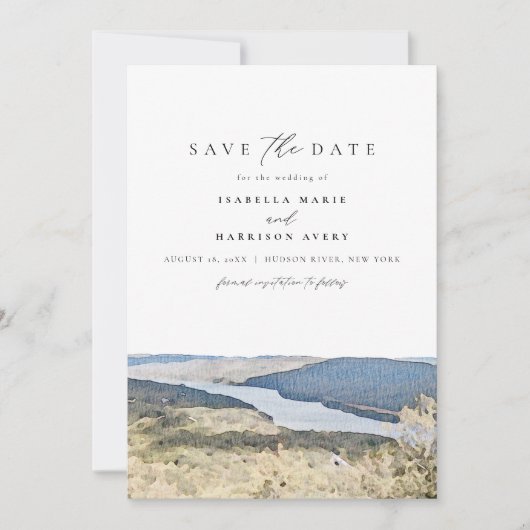 Invitation HUDSON RIVER New York Aquarelle Enregistrer la dat (Devant)