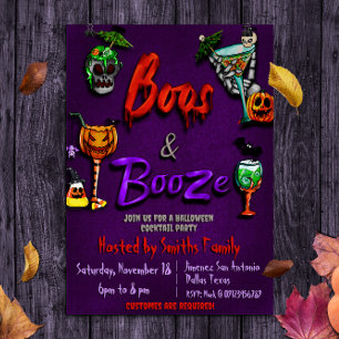 Invitation Huées et Boissons - Soirée Cocktail d'Halloween 
