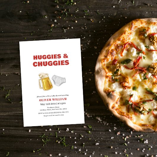 Invitation Huggies Chuggies modernes Baby shower de bière et