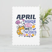 Invitation Hugs d'avril et nez mouillé - Cute chien et chat a (Debout devant)