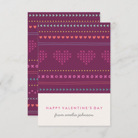 Invitation Hugues & Baisers Classroom Valentine - Plum (Devant / Derrière)