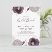 Invitation Huile d'argent et Fleurs violettes Chic Brunch nup (Debout devant)