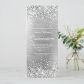 Invitation Huile d'Argent Glittery 15 Quinceañera (Debout devant)