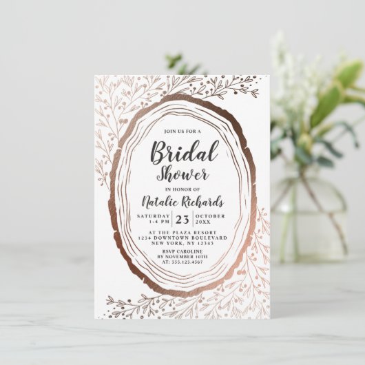 Invitation Huile d'automne en bois rustique en tranches de cu (Debout devant)