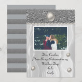 Invitation Huile de soie blanche et d'argent avec photo pour  (Devant / Derrière)