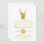 Invitation Huile d'or de Reinder Antler Faux| Mariage d'hiver (Devant / Derrière)