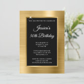 Invitation Huile d'or et superposition noire 50e anniversaire (Debout devant)