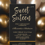 Invitation Huile d'or et Sweet sixteen noir<br><div class="desc">Sweet 16 Or et noir Moderne et élégant Sweet sixteen métallique brossé Invitation fête d'anniversaire. Cette invitation Sweet sixteen est parfaite pour la Fille qui cherche à célébrer en Or de Luxe. Si vous avez besoin d'autres articles correspondants,  veuillez contacter le concepteur.</div>