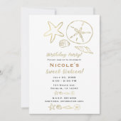 Invitation Huile d'or Look Sea Shells Chic Beach Sweet 16 (Devant)