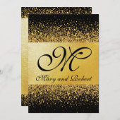 Invitation Huile d'or moderne en noir (Devant / Derrière)