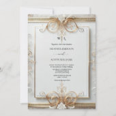 Invitation Huile d'or Rose romantique | Mariage de monogramme (Devant)