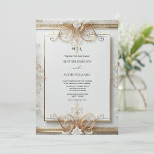 Invitation Huile d'or Rose romantique   Mariage de monogramme