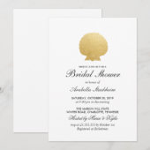 Invitation Huile d'or Seashell Faux | Fête des mariées océani (Devant / Derrière)