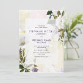 Invitation Huile Florale violette verte sur toile Mariage Inv (Debout devant)