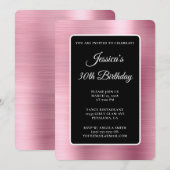 Invitation Huile rose pâle Noir et Blanc 30e anniversaire (Devant / Derrière)