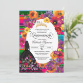 Invitation Huipil Floral Quinceanera Fiesta (Debout devant)