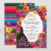 Invitation Huipil Floral Quinceanera Fiesta (Devant / Derrière)
