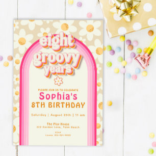 Invitation Huit années Super Boho Daisy Rainbow Anniversaire