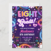 Invitation Huit ans c'est génial 8ème Rétro Néon Lumière Fill (Devant)