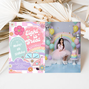 Invitation Huit ans c'est super Anniversaire Daisy Arc-en-cie