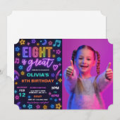 Invitation Huit est grand éclair de néon 8e anniversaire de l (Devant / Derrière)