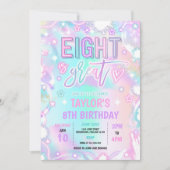 Invitation Huit est grand Neon brillant 8e fête d'anniversair (Devant)