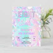 Invitation Huit est grand Neon brillant 8e fête d'anniversair (Debout devant)