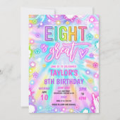 Invitation Huit est grand Neon brillant 8e fête d'anniversair (Devant)