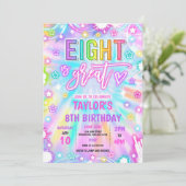 Invitation Huit est grand Neon brillant 8e fête d'anniversair (Debout devant)