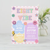 Invitation Huit Est Un Vibe Preppy Patch 8e Anniversaire (Debout devant)