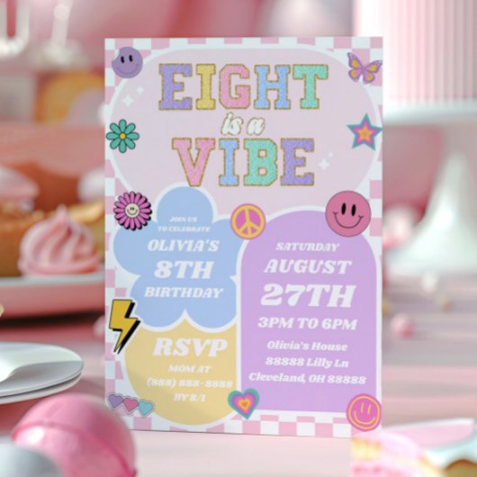 Invitation Huit Est Un Vibe Preppy Patch 8e Anniversaire