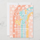 Invitation Huit est une Vibe Rainbow Daisy 8e fête d'annivers (Devant)