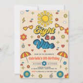 Invitation Huit est Vibe Super Retro Daisy 8e anniversaire (Devant)